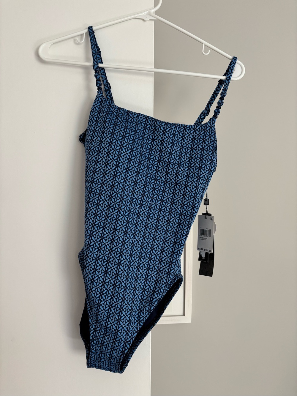 La Blanca Blue Geometric One-Piece Swimsuit size 4 new